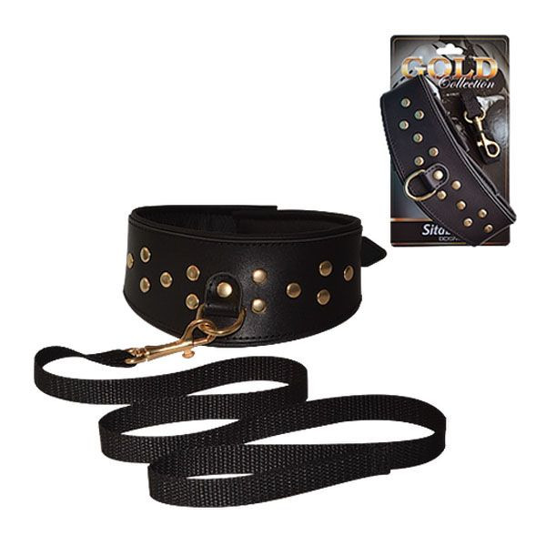 Кожаный ошейник с шлейкой Sitabella Gold Collection, Sitabella
