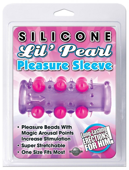 Фиолетовая насадка Silicone Lil' Pearl Pleasure Sleeve, Pipedream