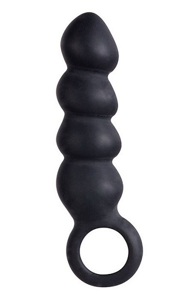 Чёрный анальный  фаллоимитатор BULBED INVADER с кольцом - 14 см., Dream Toys