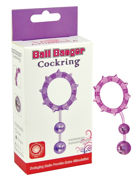 Фиолетовое эрекционное кольцо  Ball Banger Cock Ring с 2 утяжеляющими шариками, Howells