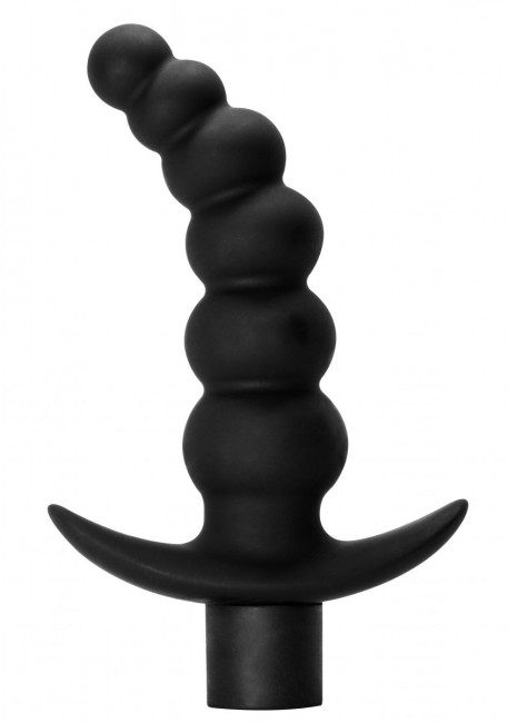 Чёрная анальная ёлочка с вибрацией Ecstasy - 14 см., Lola toys