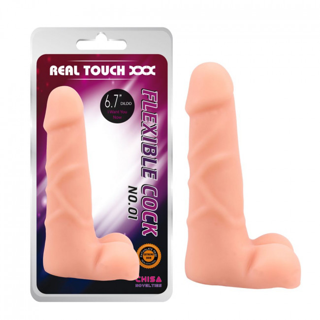 Телесный фаллоимитатор с мошонкой Flexible Cock No.01 - 16,4 см., Chisa Телесный фаллоимитатор с мошонкой Flexible Cock No.01 - 16,4 см., Chisa