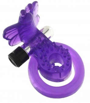Эрекционное кольцо с вибрацией COCK&BALL RING BUTTERFLY JELLY VIBE, Seven Creations