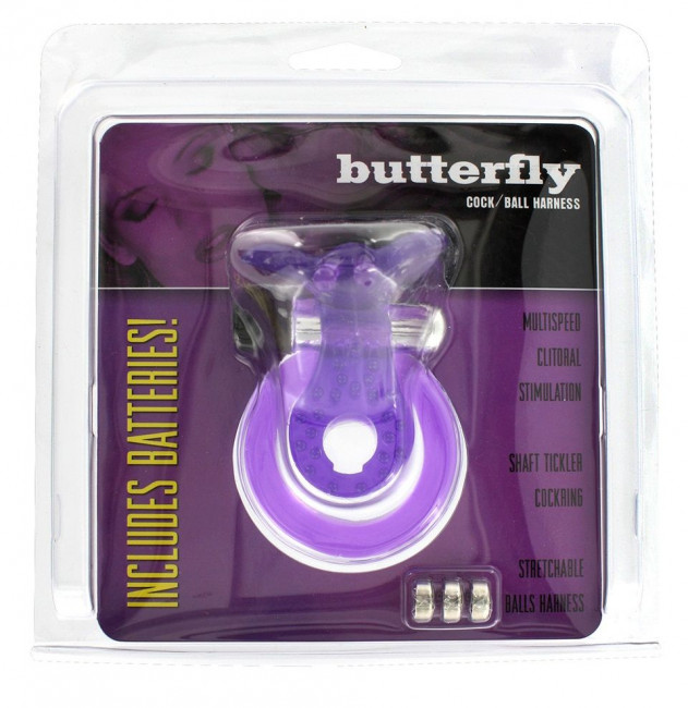 Эрекционное кольцо с вибрацией COCK&BALL RING BUTTERFLY JELLY VIBE, Seven Creations