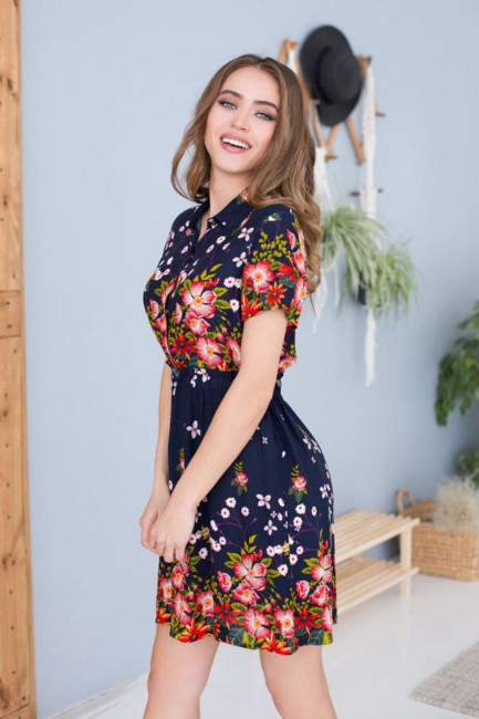 Коротенькое домашнее платье в цветочным принтом, Mia&Mia Коротенькое домашнее платье в цветочным принтом, Mia&Mia
