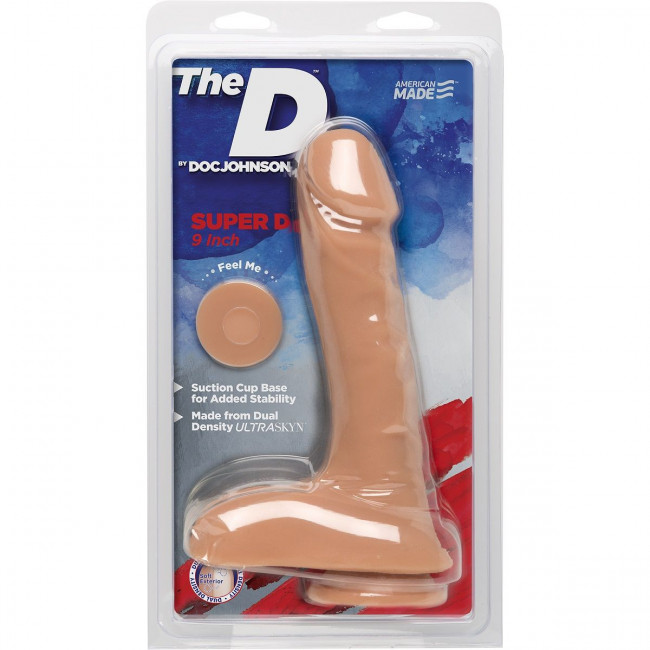 Телесный фаллоимитатор на присоске The D Super D 9" Vanilla - 22,86 см., Doc Johnson
