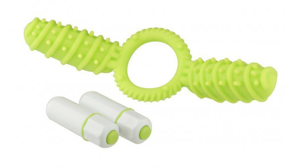 Оригинальное эрекционное виброкольцо с двумя лепестками, Dream Toys