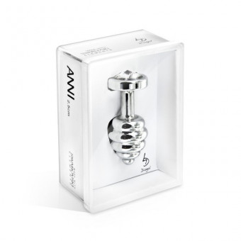 Серебристый анальный плаг с винтовым рельефом ANNI Ano silver plated T1 - 6 см., DIOGOL
