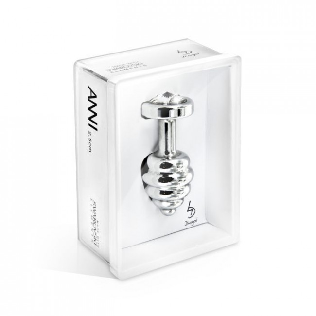 Серебристый анальный плаг с винтовым рельефом ANNI Ano silver plated T1 - 6 см., DIOGOL