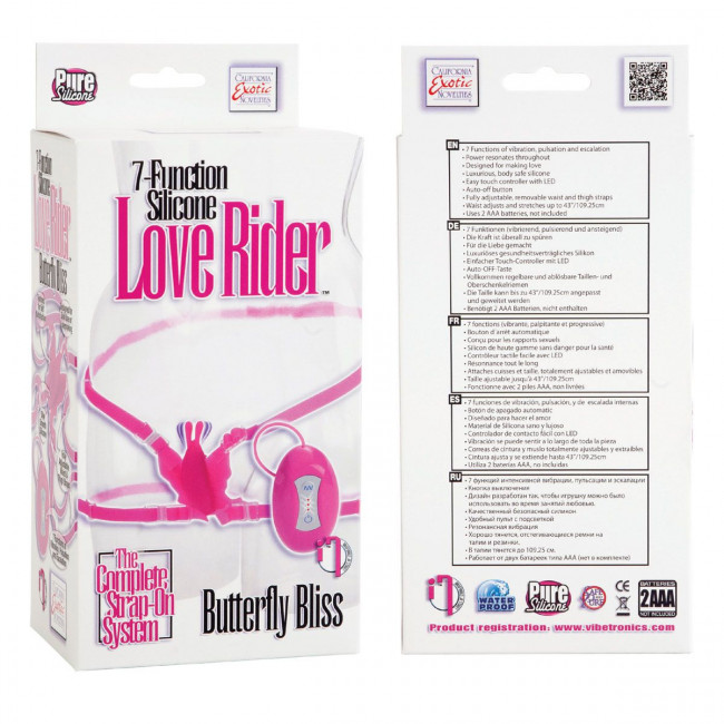 Розовая вибробабочка на ремешках LOVE RIDER, California Exotic Novelties Розовая вибробабочка на ремешках LOVE RIDER, California Exotic Novelties