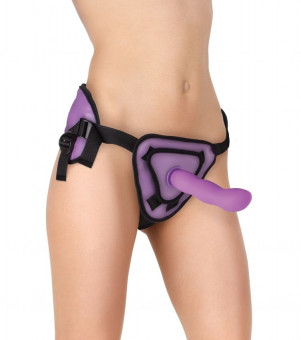 Фиолетовый страпон Deluxe Silicone Strap On 8 Inch с волнистой насадкой - 20,5 см., Shots Media BV