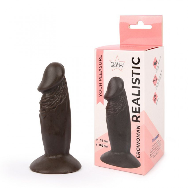 Реалистичный коричневый анальный фаллоимитатор Erowoman на присоске, Bior toys