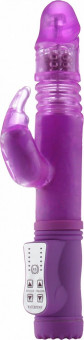 Фиолетовый вибратор Thrusting Rabbit с клиторальным стимулятором - 26 см., Shots Media BV
