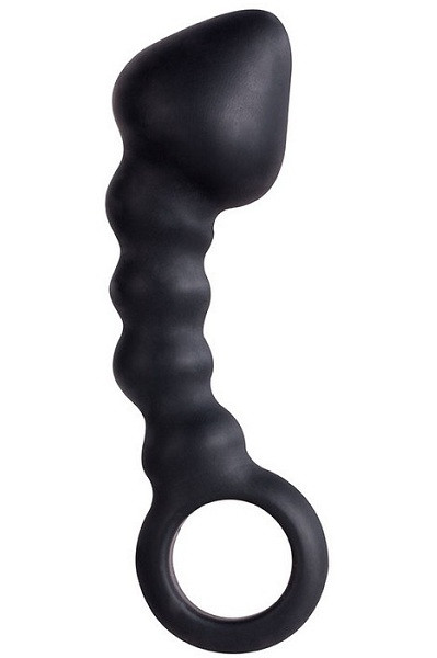 Чёрный анальный стимулятор с кольцом HEAD INVADER - 13 см., Dream Toys