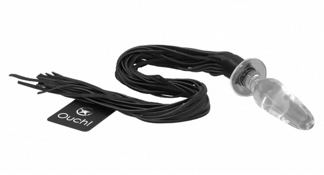 Стеклянная анальная пробка с хвостами плети Whip Butt Plug Bonded Leather, Shots Media BV