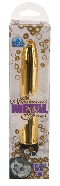 Золотой классический вибратор с кристаллом PRECIOUS GEMS 6in, California Exotic Novelties