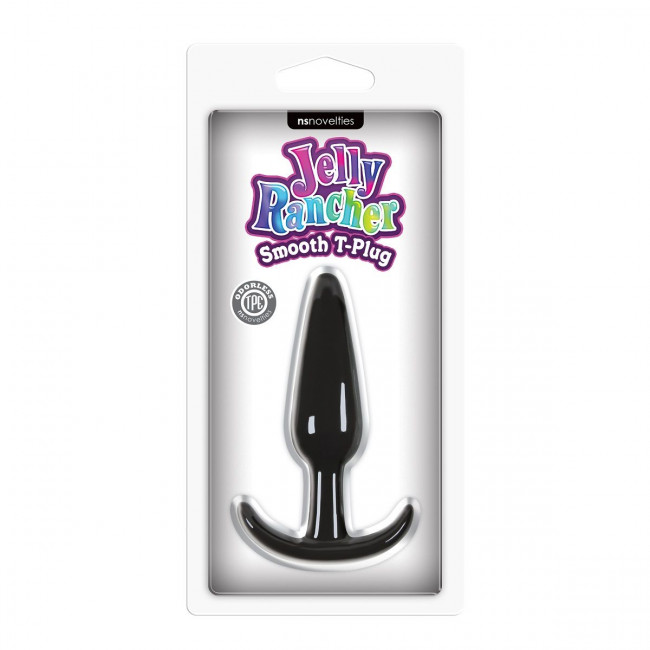 Гладкая черная анальная пробка Jelly Rancher T-Plug Smooth - 10,9 см., NS Novelties