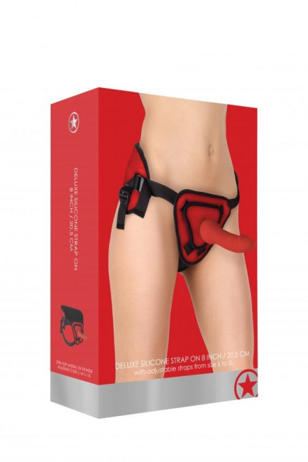 Красный страпон Deluxe Silicone Strap On 8 Inch - 20,5 см., Shots Media BV Красный страпон Deluxe Silicone Strap On 8 Inch - 20,5 см., Shots Media BV