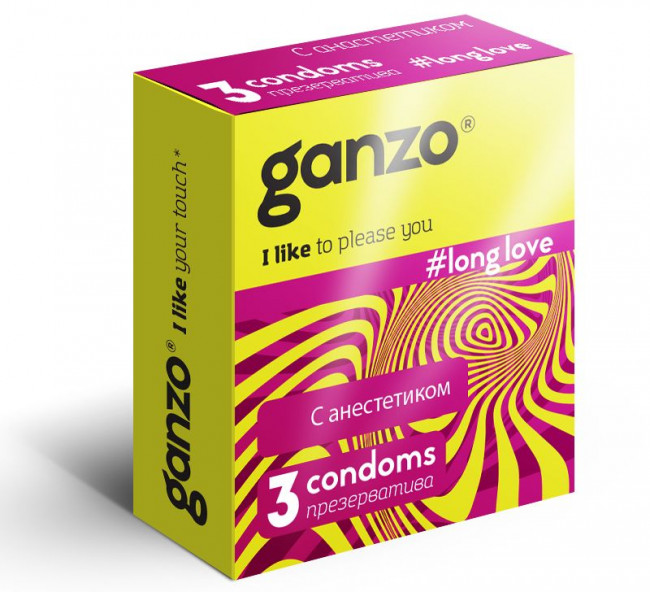 Презервативы с анестетиком для продления удовольствия Ganzo Long Love - 3 шт., Ganzo Презервативы с анестетиком для продления удовольствия Ganzo Long Love - 3 шт., Ganzo