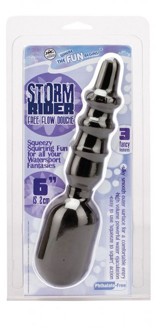 Чёрный анальный душ с рёбрышками STORM RIDER, NMC