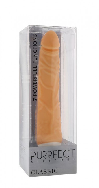 Телесный вибратор-реалистик PURRFECT SILICONE CLASSIC 7.1INCH FLESH - 18 см., Dream Toys Телесный вибратор-реалистик PURRFECT SILICONE CLASSIC 7.1INCH FLESH - 18 см., Dream Toys