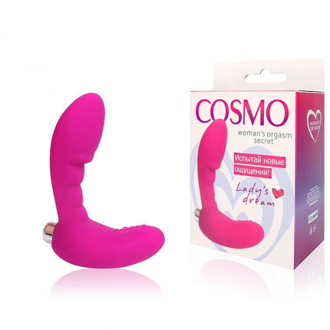 Розовый вибромассажер Сosmo с отростком - 9 см., Bior toys