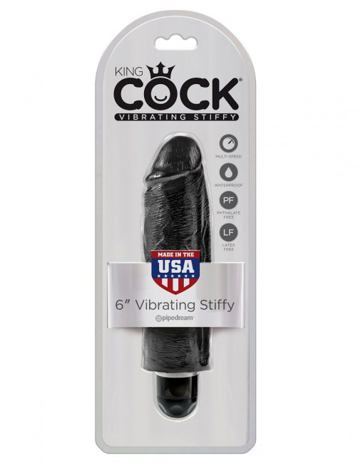 Чёрный вибратор-реалистик 6" Vibrating Stiffy - 17,8 см., Pipedream Чёрный вибратор-реалистик 6" Vibrating Stiffy - 17,8 см., Pipedream