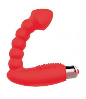 Красный массажер простаты с вибрацией - 10 см., Bior toys