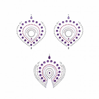 Фиолетово-розовые наклейки на грудь и зону бикини FLAMBOYANT, Bijoux Indiscrets