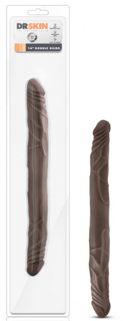 Коричневый двусторонний фаллоимитатор 14 Inch Double Dildo - 35 см.