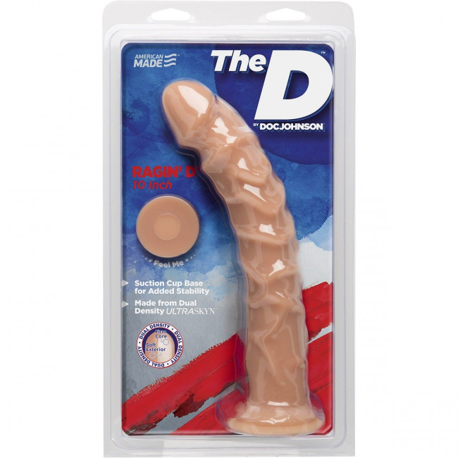 Телесный фаллоимитатор на присоске без мошонки The D Ragin’ D 10" Vanilla - 25,4 см., Doc Johnson