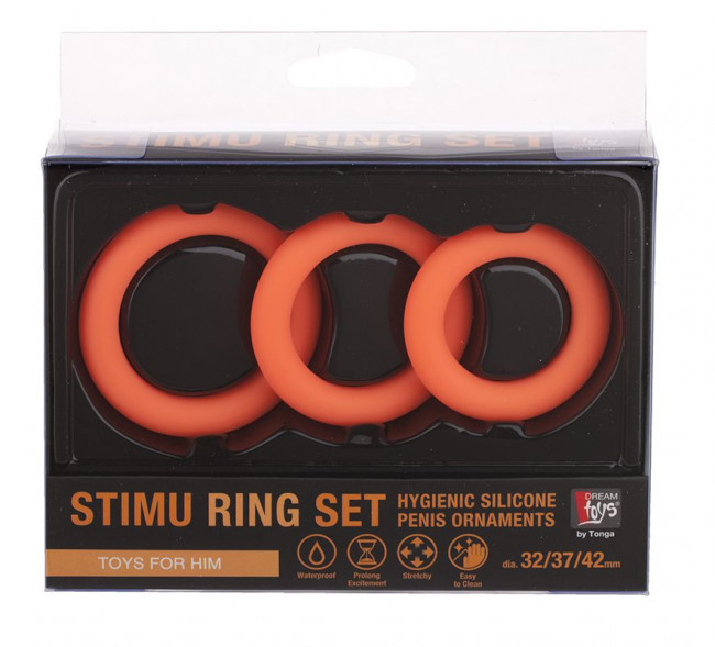 Набор из 3 оранжевых эрекционных колец NEON STIMU RING SET, Dream Toys