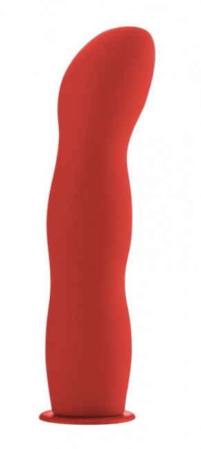 Красный страпон Deluxe Silicone Strap On 8 Inch с волнистой насадкой - 20,5 см., Shots Media BV