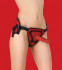 Красный страпон Deluxe Silicone Strap On 8 Inch с волнистой насадкой - 20,5 см., Shots Media BV
