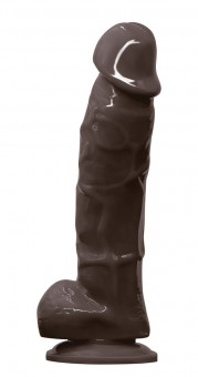 Коричневый фаллоимитатор с мошонкой на присоске 5 Inch Dildo - 17,5 см., NS Novelties