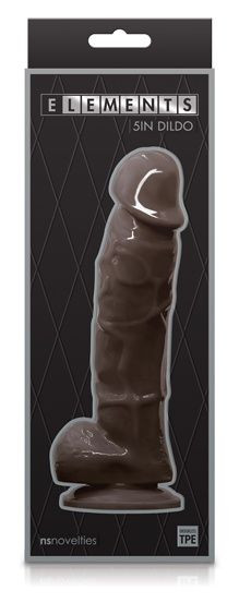 Коричневый фаллоимитатор с мошонкой на присоске 5 Inch Dildo - 17,5 см., NS Novelties Коричневый фаллоимитатор с мошонкой на присоске 5 Inch Dildo - 17,5 см., NS Novelties