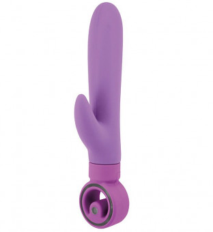 Фиолетовый вибратор с клиторальным отростком ROLLA VIBRATING AXLE - 23 см., Seven Creations