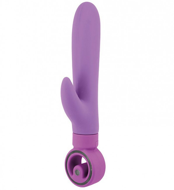 Фиолетовый вибратор с клиторальным отростком ROLLA VIBRATING AXLE - 23 см., Seven Creations