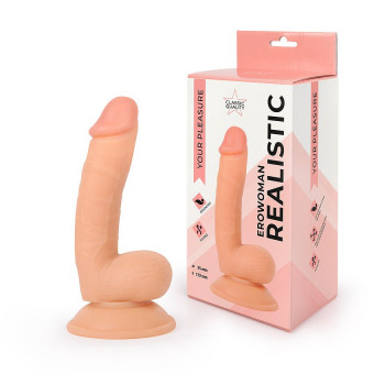 Реалистичный фаллоимитатор Erowoman телесного цвета на присоске, Bior toys