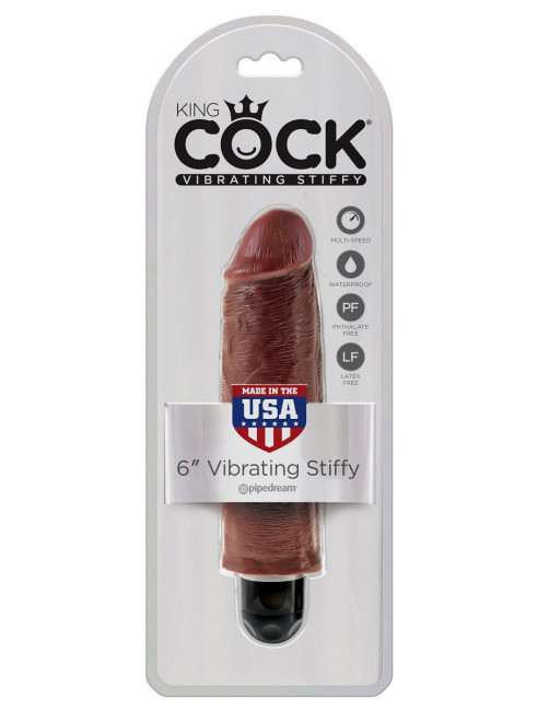 Коричневый вибратор-реалистик 6" Vibrating Stiffy - 17,8 см., Pipedream