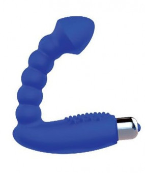 Синий массажер простаты с вибрацией - 10 см., Bior toys