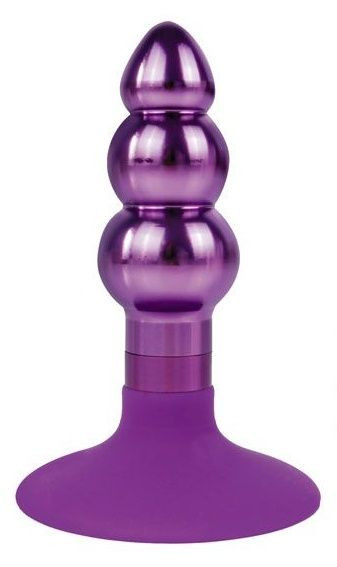 Фиолетовая анальная пробка-елочка с круглым ограничителем - 9 см., Bior toys