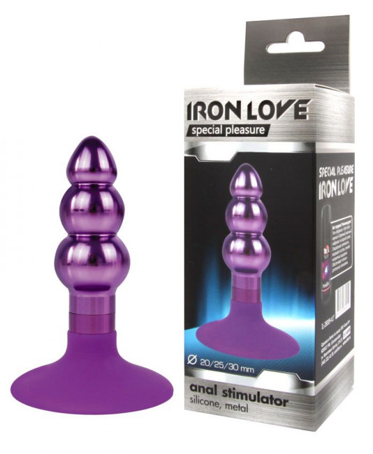 Фиолетовая анальная пробка-елочка с круглым ограничителем - 9 см., Bior toys