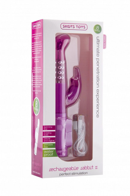 Фиолетовый перезаряжаемый вибратор Rechargeable Rabbit - 22 см., Shots Media BV