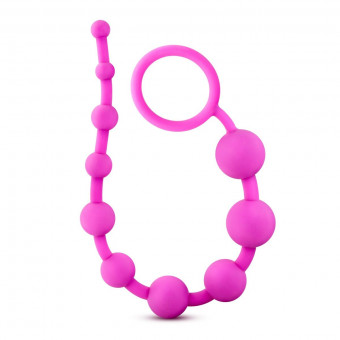 Розовая анальная цепочка Luxe Silicone 10 Beads - 32 см., Blush Novelties
