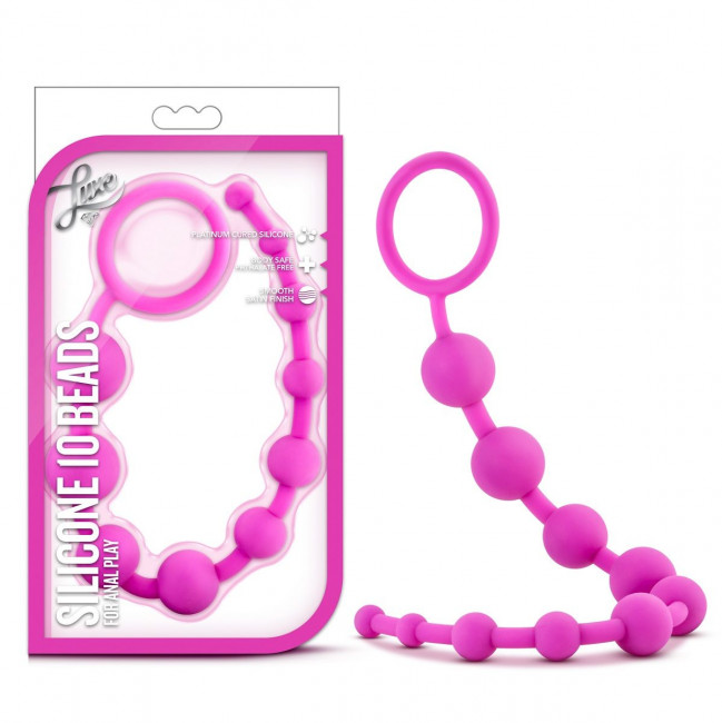 Розовая анальная цепочка Luxe Silicone 10 Beads - 32 см., Blush Novelties Розовая анальная цепочка Luxe Silicone 10 Beads - 32 см., Blush Novelties