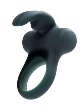 Чёрное эрекционное перезаряжаемое виброкольцо VeDO Frisky Bunny, VeDO