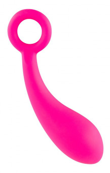 Гладкий розовый стимулятор с ручкой-кольцом Dildo Naughty Pink - 18,5 см., Orion