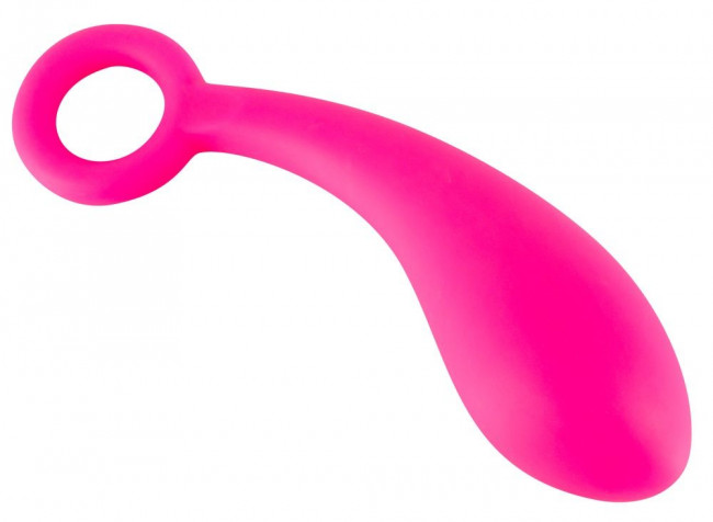 Гладкий розовый стимулятор с ручкой-кольцом Dildo Naughty Pink - 18,5 см., Orion