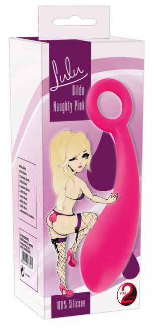 Гладкий розовый стимулятор с ручкой-кольцом Dildo Naughty Pink - 18,5 см., Orion